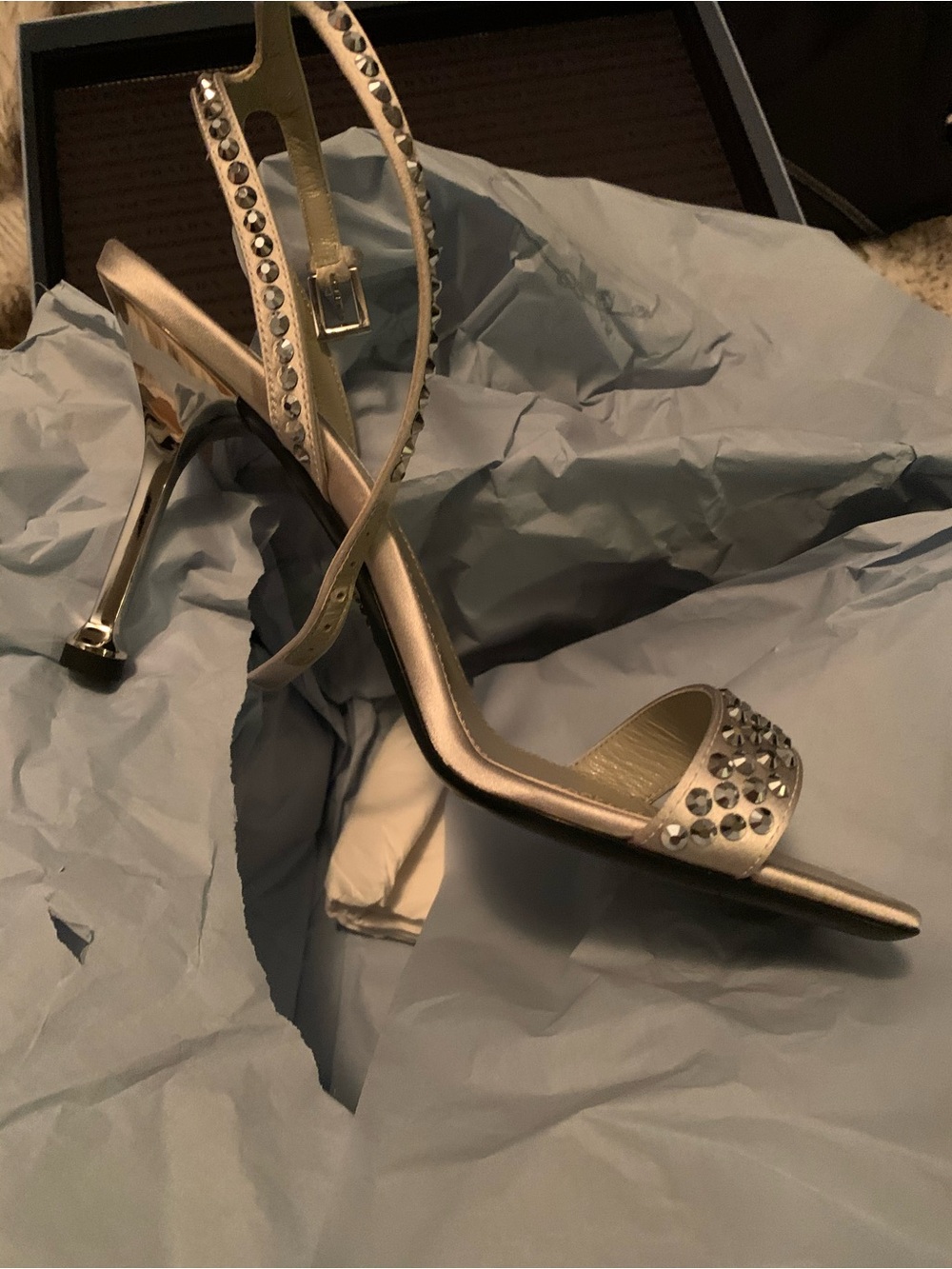 Prada Silver Crystal 90mm Sandals